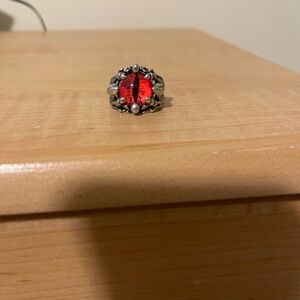 Elegant Red Silver Ring